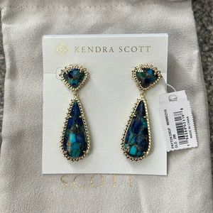 Kendra Scott Payton Drop Earrings Bronze Veined Lapis Turquoise